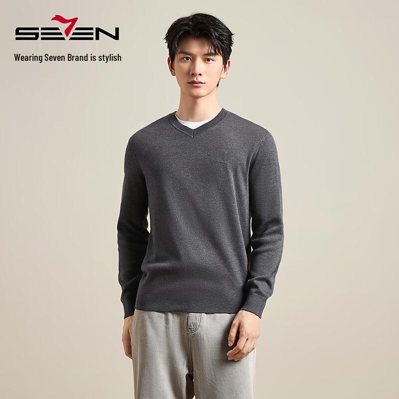 Men's V-Neck Wool Blend Pullover Knit Sweater