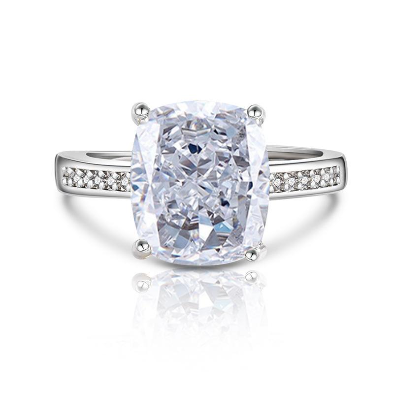925 Sterling Silver Stylish Simple Ice Flower Cut Colored Zircon Ring Birthday Anniversary Wedding Party Gift белый