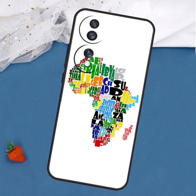 Africa Map Geography Case For Honor Magic 5 6 8 Pro 7 Lite 200 400 50 70 90 X8c X8b X9a X9b X9c X9d Win RT Cover