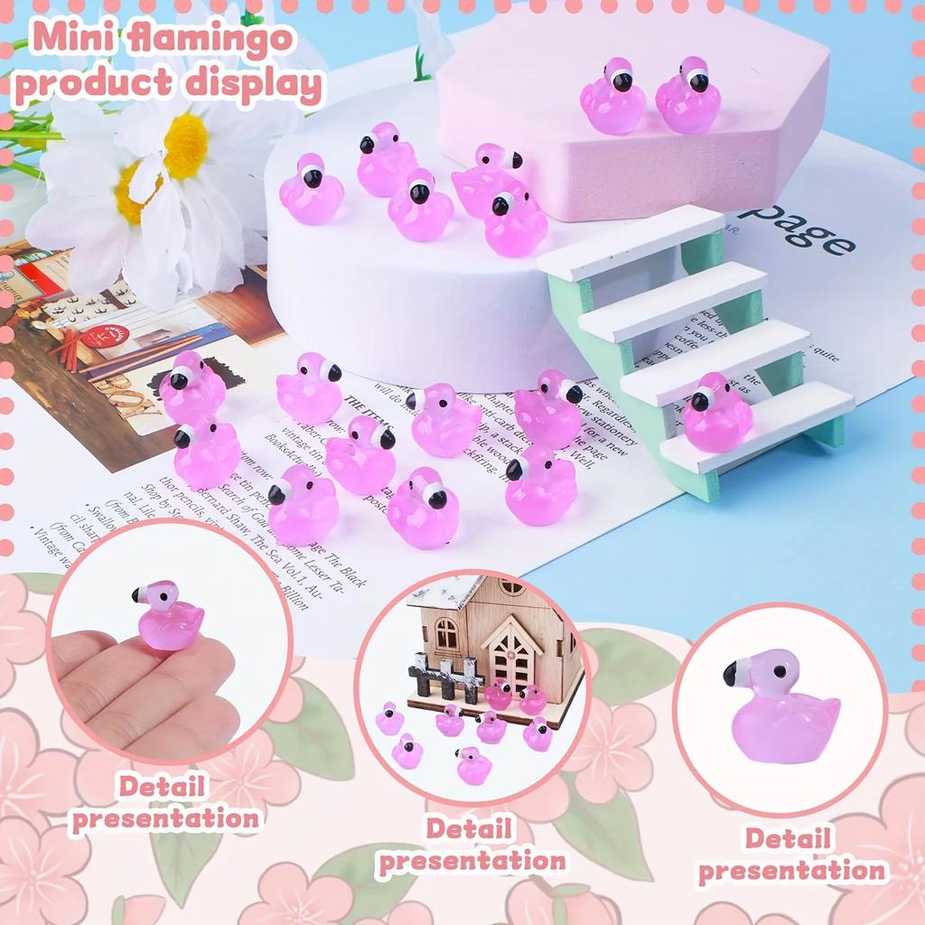 50 Stück Leuchtende Mini-Harz-Flamingo-Enten-Figuren Harz-Tierstatuen Für Gartendekoration Für Halloween- & Weihnachtsgeschenke