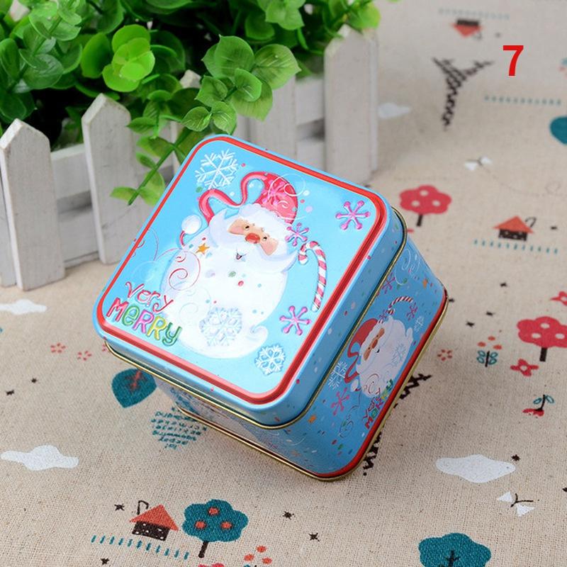 Christmas Candy Tin Box Cartoon Candy Jar Xmas Snowman Box Tea Storage Organizer Metal Box Christmas Gift Box Packaging