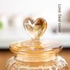 European Style Amber Love Glass Jar Moisture-proof Sealed Food Tea Can Nut Candy Jar Kitchen Storage Container Home Decoration