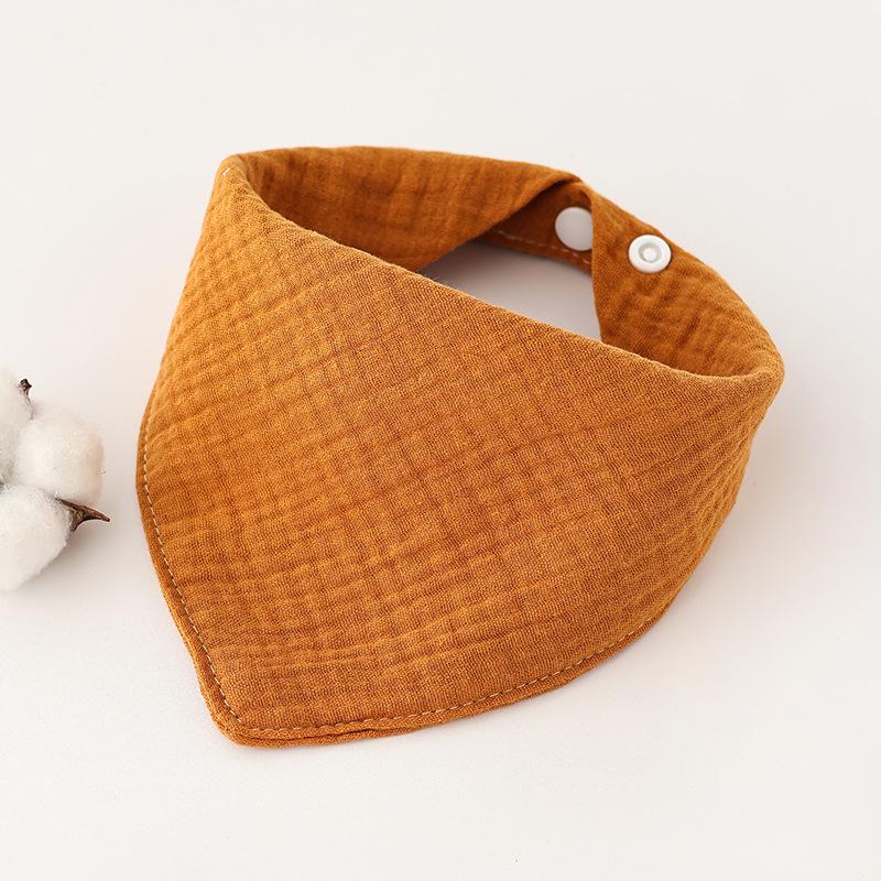 Solid Color Four-Layer Gauze Baby Bib Triangle Scarf with Snap Closure
