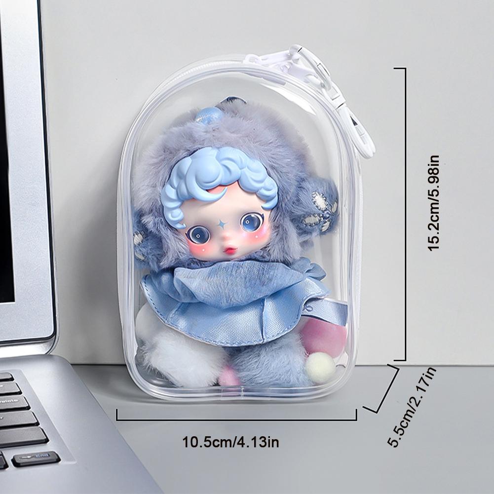 For 17cm Labubu V2 V3 15cm Cotton Doll Skull Panda Outfit Crossbody Pain Bag PVC Storage Bag Display Bag