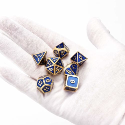 Yourandoll 7-Piece Zinc Alloy Metal Dice, Polyhedral Dice Sets D20, D12, D10, D8, D6, D4 for Dungeons and Dragons DND TRPG MTG Tabletop Games, 16mm (B