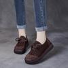 Take a Spring and Autumn New Fashion Color Matching Retro Soft-soled Women's Single Shoes Flat-soled Doudou Shoes First-layer Cowhide Lace-up 