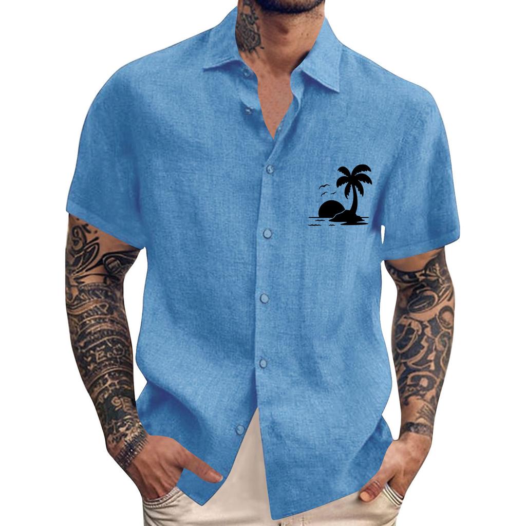 Camicie da bowling vintage da uomo con bottoni a maniche corte camicia estiva da spiaggia