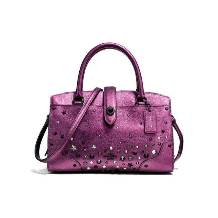 

Coach Mercer 24 Shiny Leather Star And Moon Shoulder Tote Crossbody Bag Women bags Purple 59146-MWM4O Basic Set (Bag+Dust Bag)