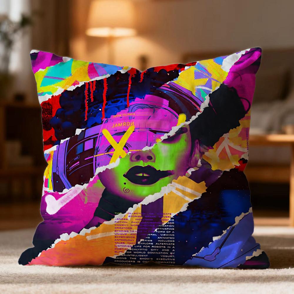 Popular L-LLove Death & Robots Cushion Cover Soft Washable Pillow Case Multi-Scene for Couch Bed Travel Office Use