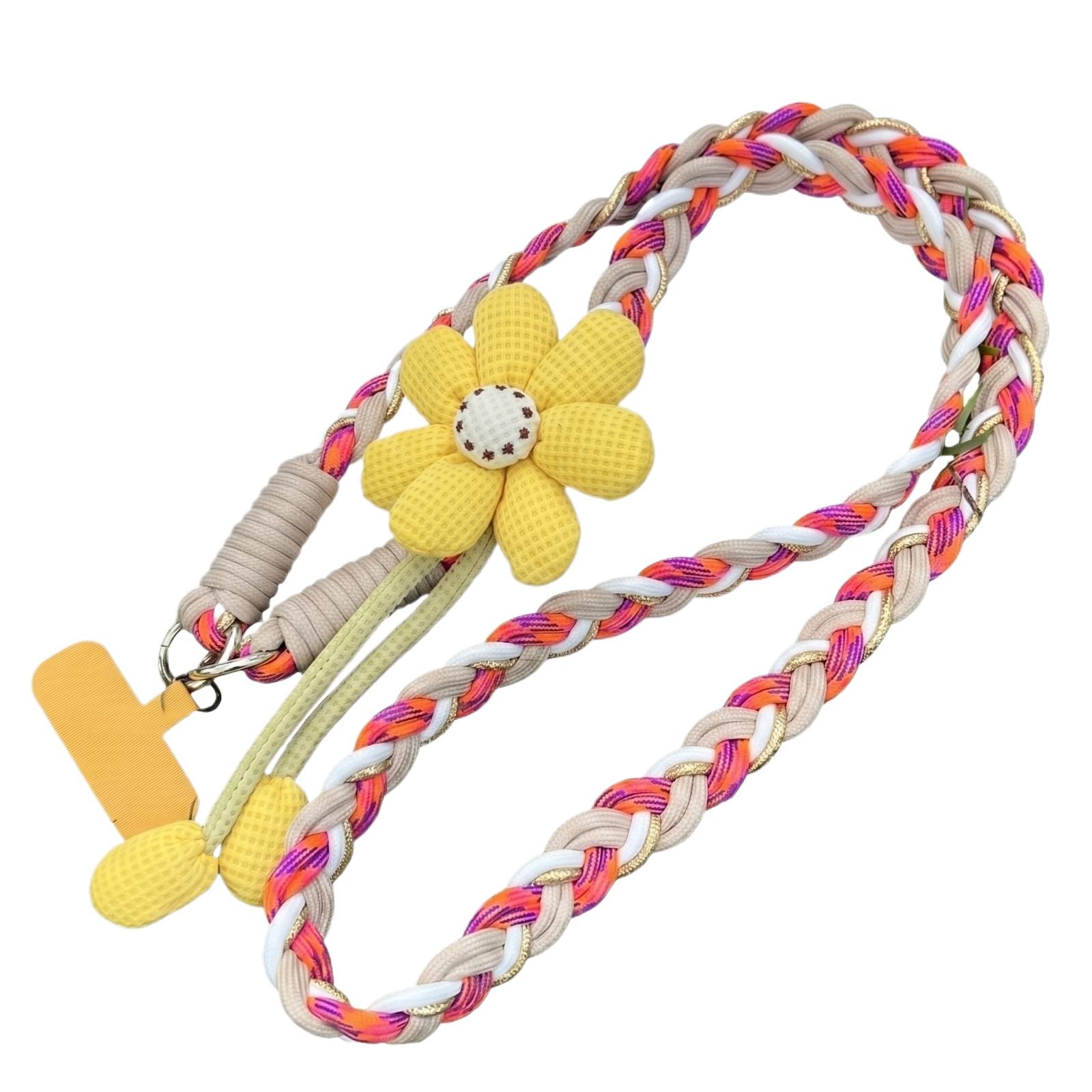 

Long Strap Rope, Hemp Rope, Mobile Phone Rope, Flower Crossbody Trendy Woven Hanging Chain One Size жовтий