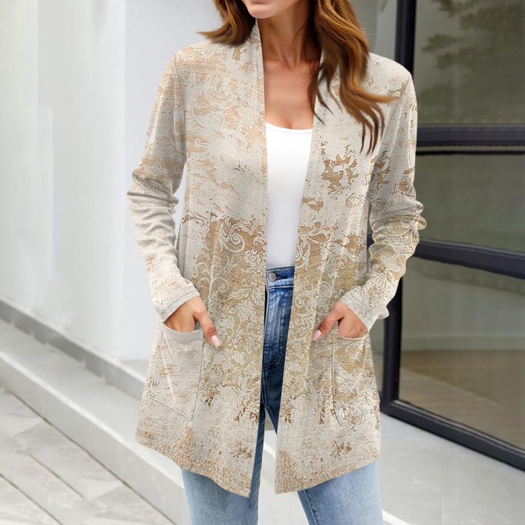 Damen Leichte Strickjacken Offen Vorne Langarm Lässig Locker Dünne Strickjacken Mit Taschen