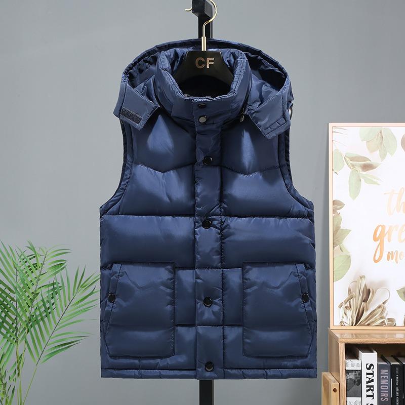 

Зимний пуховый хлопковый жилет мужской новая тенденция красивый теплый осенне-зимний утолщенный жилет хлопковая куртка тренд 5XL темно-синий