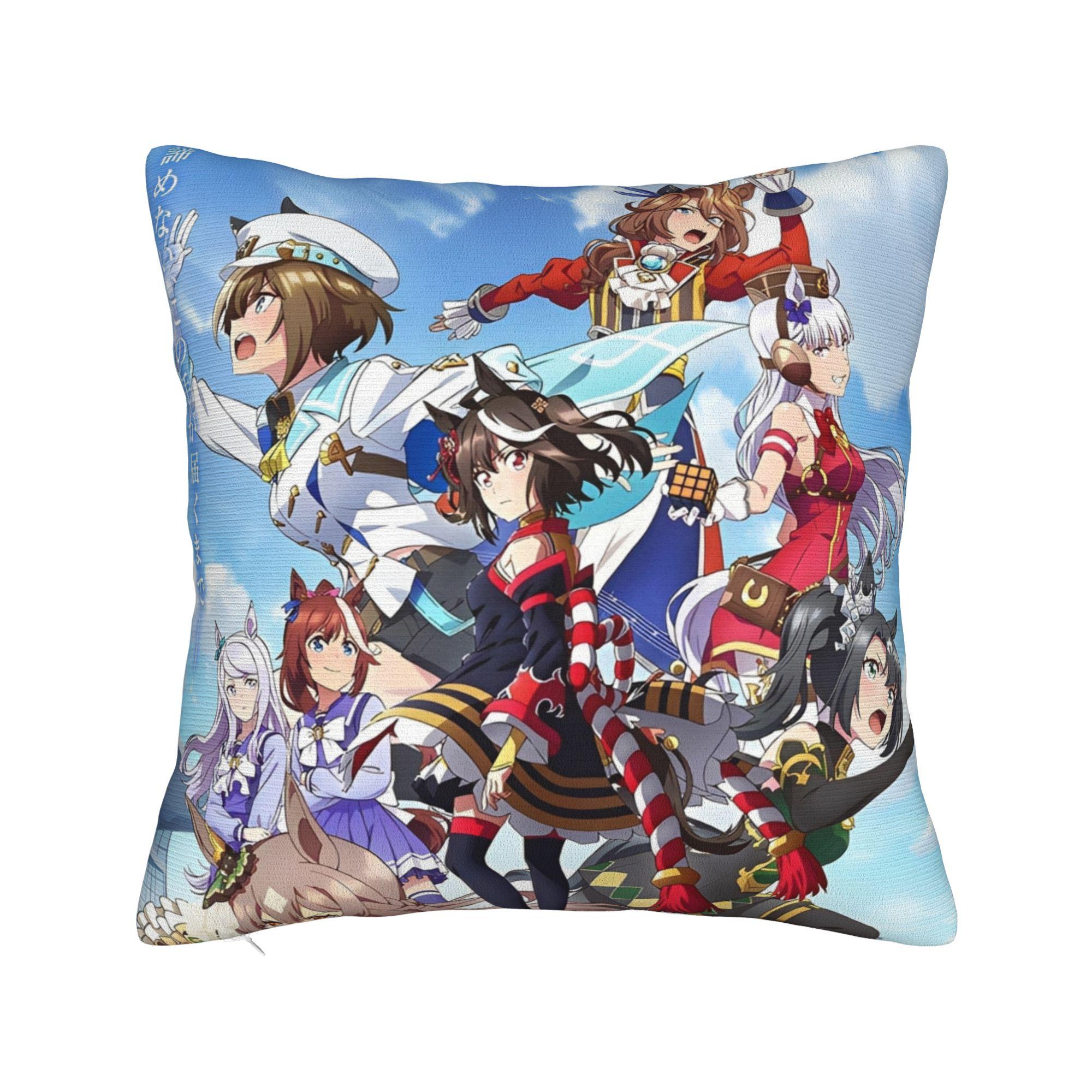 

Umamusume Pretty Derby Pillowcase Printed Polyester Cushion Cover Gift Special Week Throw Pillow Case Cover Seater Zippered 12x12Inch