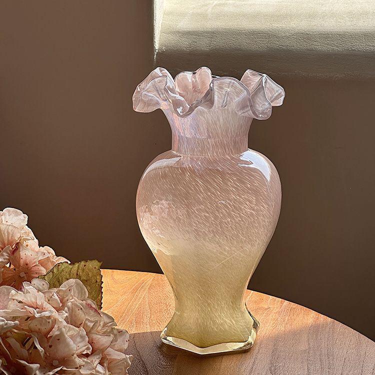 Perlmuttartiger Schimmer Vintage Fenton Glas Fischschwanz Blumenvase - Elegante Heimdekoration Tischmittelstück