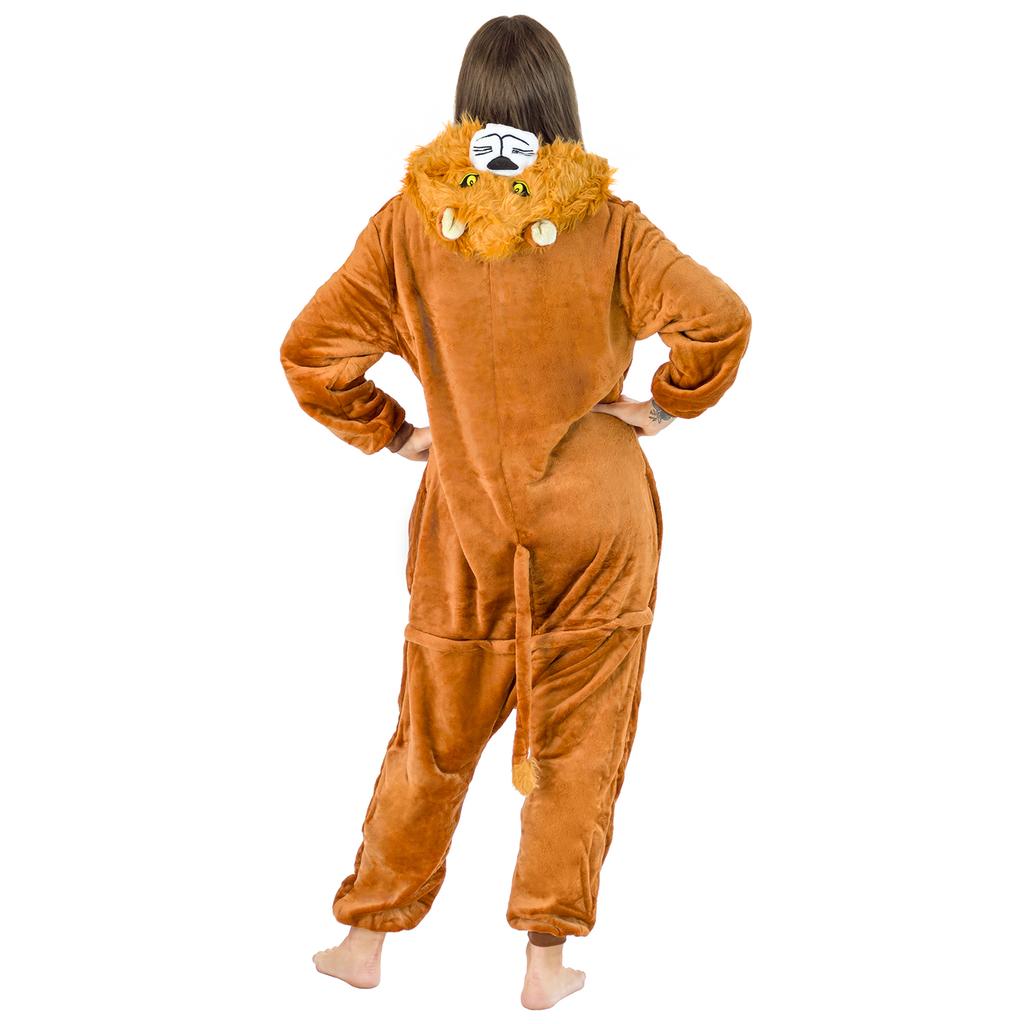 Warme Herren-Schlafanzüge Löwe Kigurumi Erwachsenen Overall Jumpsuit m Onesie Löwen Kostüm - S