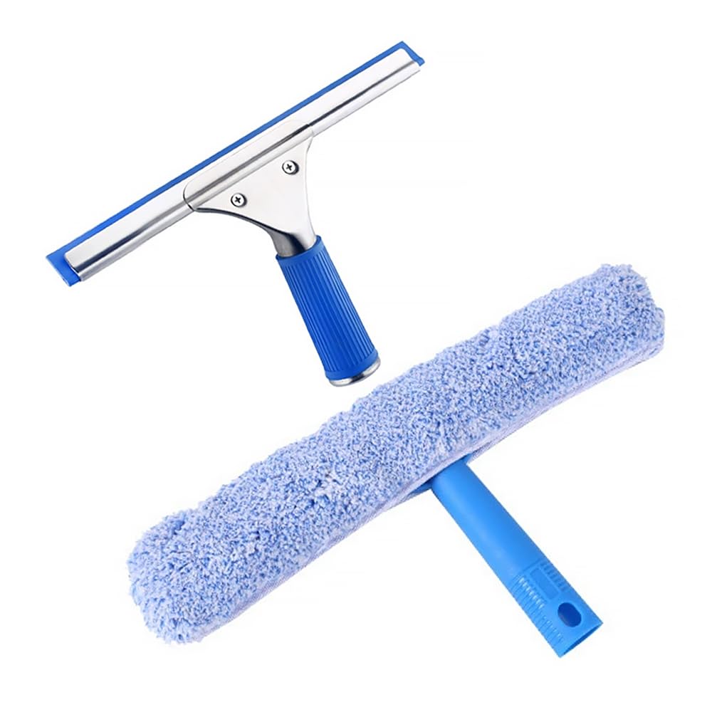 Professional Window Cleaning Set with Dry Wiper Cover and 25cm Squeegee Professional Glass Cleaning Tools 2-Piece Cover,