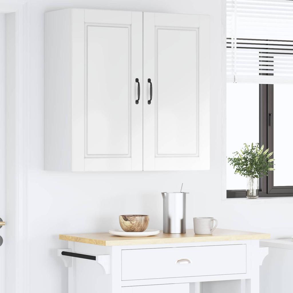 PORTO Wall Cabinet High Gloss White 80 X 31 X 80 Cm Engineered Wood