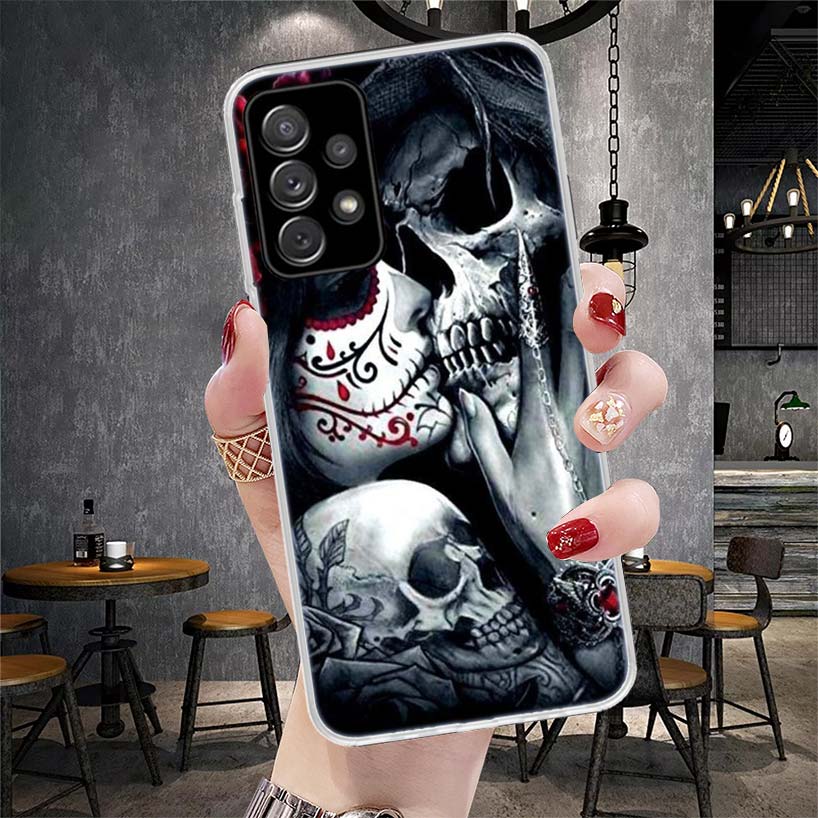 Catrina Beautiful Rose Girl Skull Soft Phone Case For Samsung Galaxy A12 A22 A32 A52 A72 A02S A51 A50S A71 A70 A31 A20S Note 20