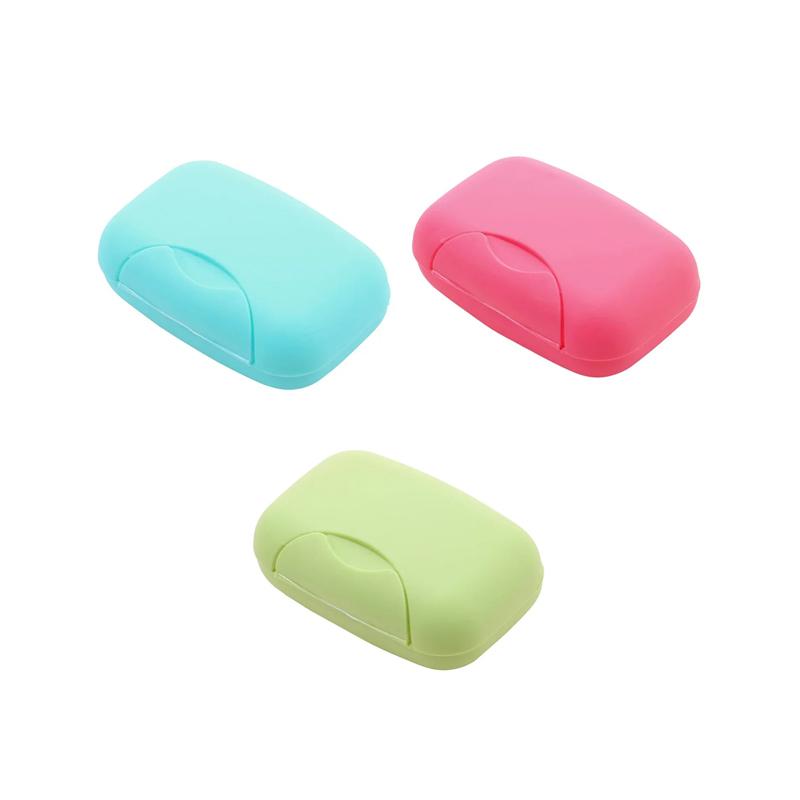 S/L Sizes Portable Travel Soap Box Bathroom Home Plastic Soap Holder Soap-Boxes with Cover Candy Color BXFZH02