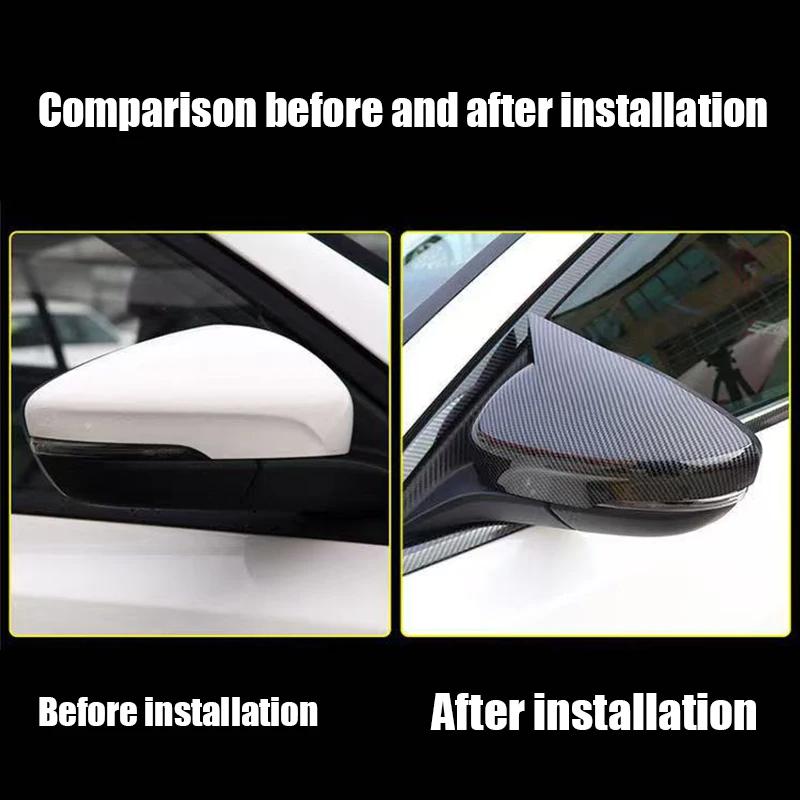Bull horn rearview mirror protective cover bright black ABS material For Ford Focus MK4      2024