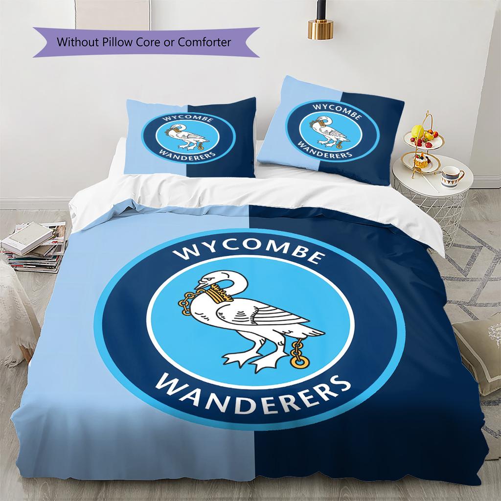 Wycombe Wanderers Pattern Bedding Quilt Set Home Decoration Gift (1 * Duvet Cover + 2 * Pillowcase Without Core)