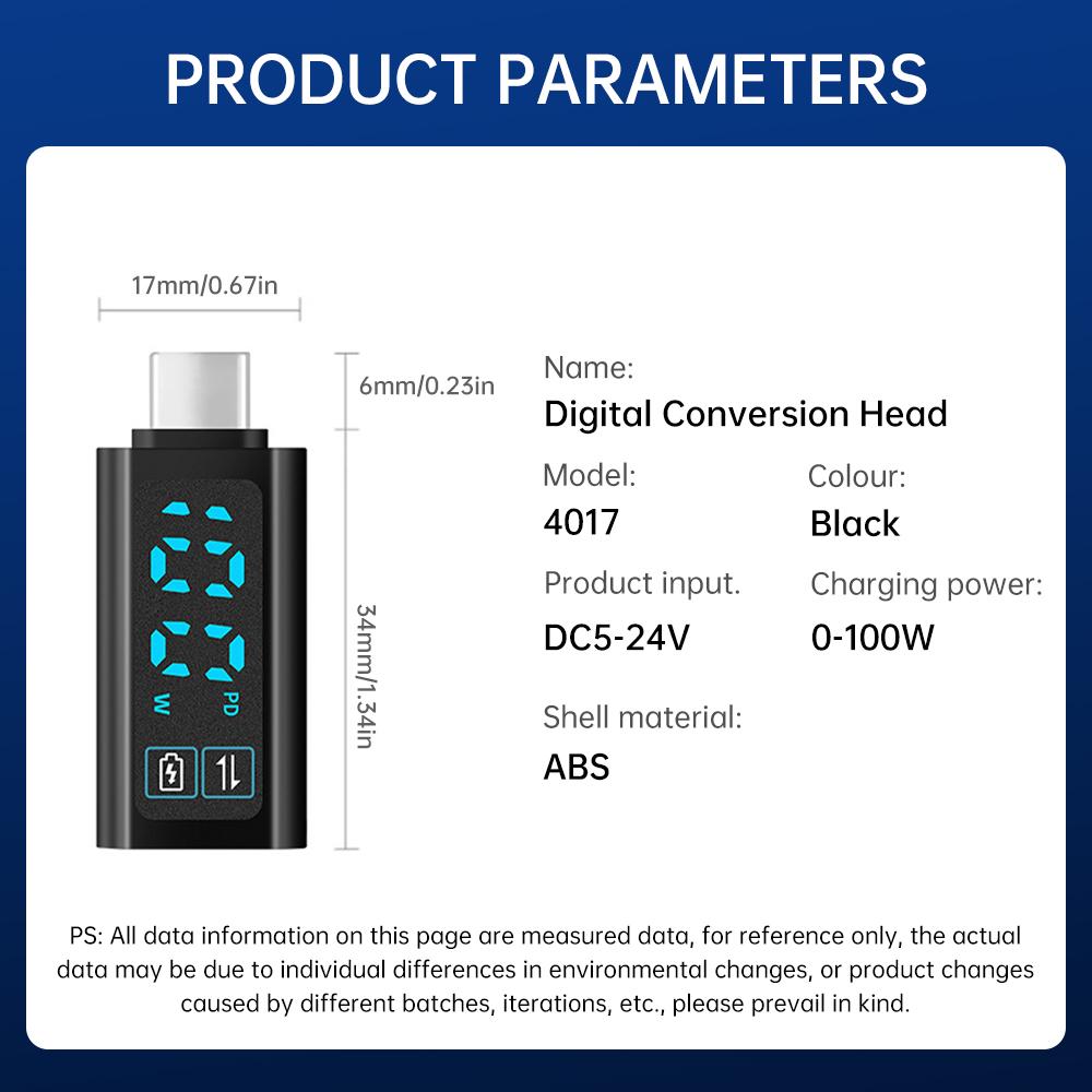DC 1-11V PD111W Type C To Type C Adapter Digital USB C Converter With Voltmeter Display Power Supply