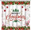 Candy Cane Xmas Tree Snowflakes Shower Curtain , Waterproof Winter Christmas Party Bathroom Decorations