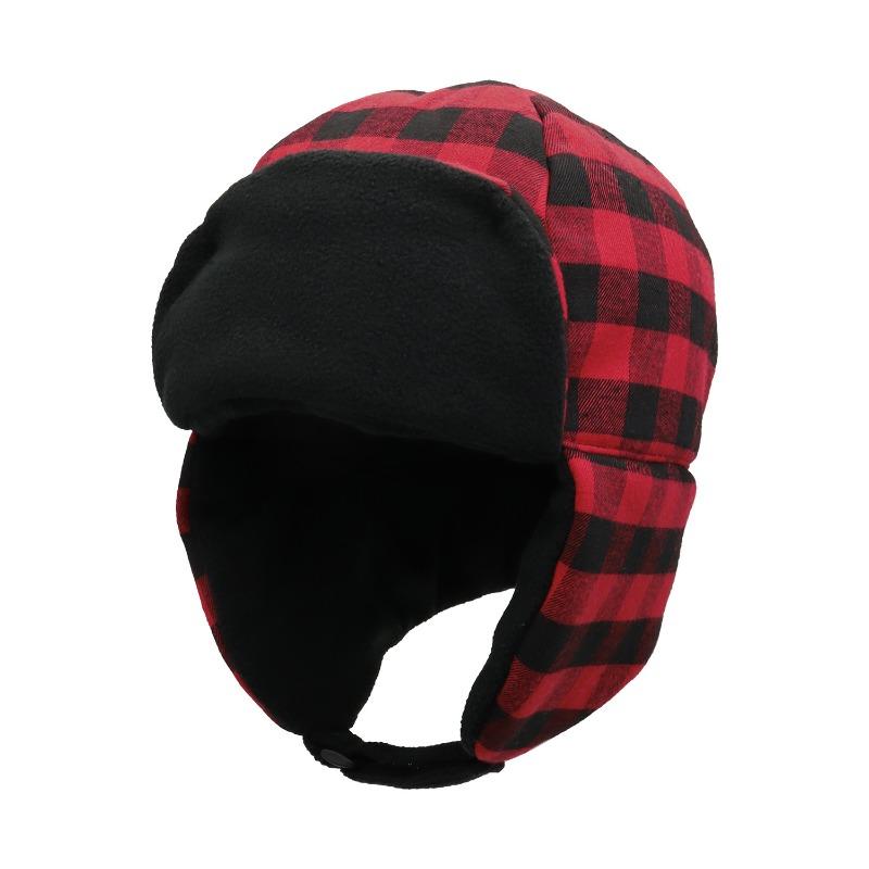 Autumn and Winter New Plaid Cycling Thermal Ear Protection Hat Outdoor Travel Cold Protection Hat