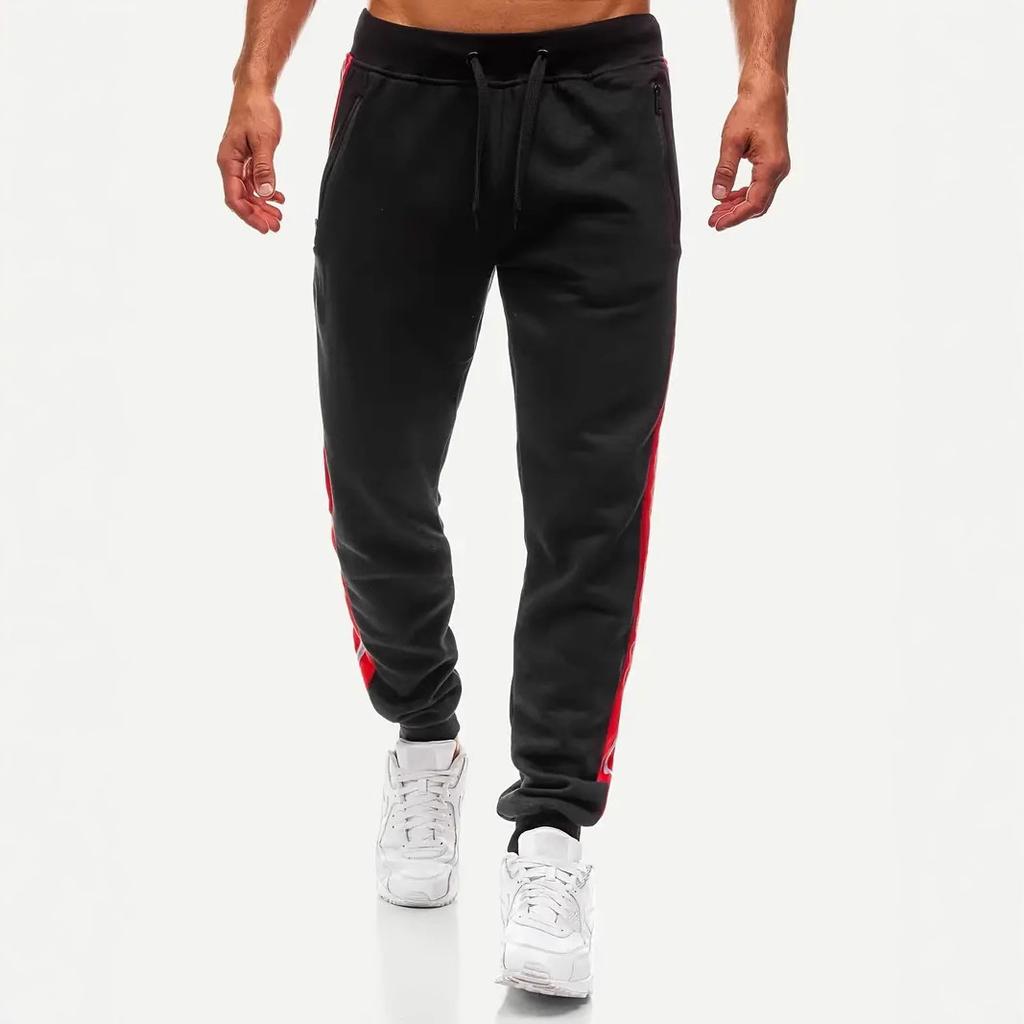 Men's Sports Trousers Zip Pockets Side-seamed Design Mid-rise Loose-fit Sports Trousers