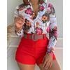 2024 Women's Digital Print Stand Collar Long Sleeve Top - European & American Style.
