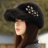 Ladies Hat Winter Hairy Imitation Mink Baseball Cap Ladies Foreign Style Winter Thick Thermal Cap