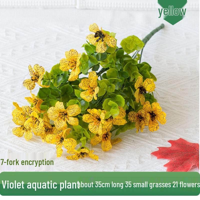 7-Fork Eucalyptus Leaves Violet Artificial Silk Flower Decoration for Dining Table