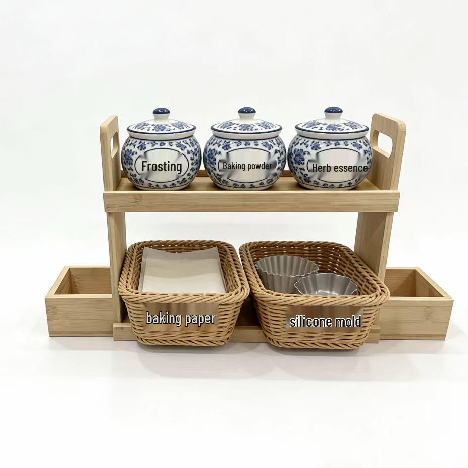 Bamboo Double-layer Kitchen Storage & Cosmetics Organizer Rack