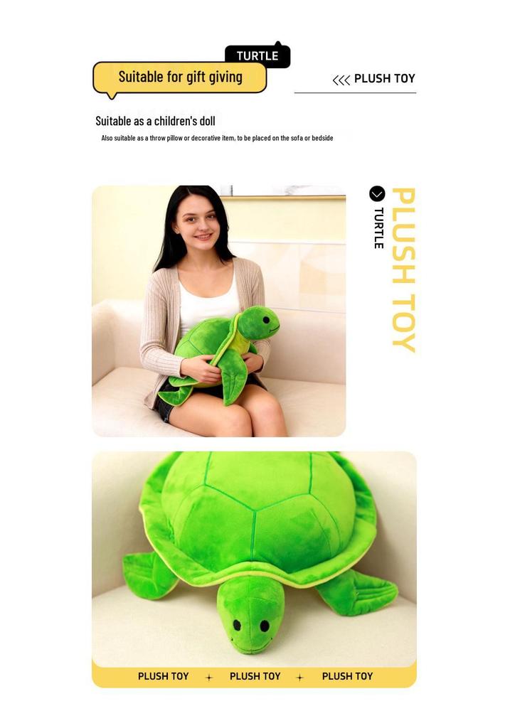 Adorable Green Cartoon Turtle Plush Pillow Doll