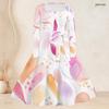 Women Plus Size Square Neck Long Sleeve Printed Tie Waist A Line Flared Dress