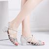 Summer Child Hot Latin Dance Shoes Women for Silver Gray Satin Salsa Dance Shoes Girls for Shine Rhinestone Ballroom Dance Shoes