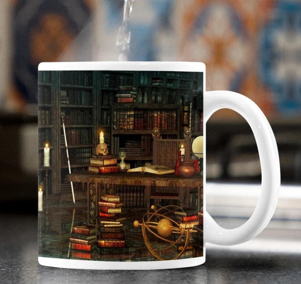 Book Lovers Bookshelf Ceramic Coffee Mark Mug Reading Library Bookshelf