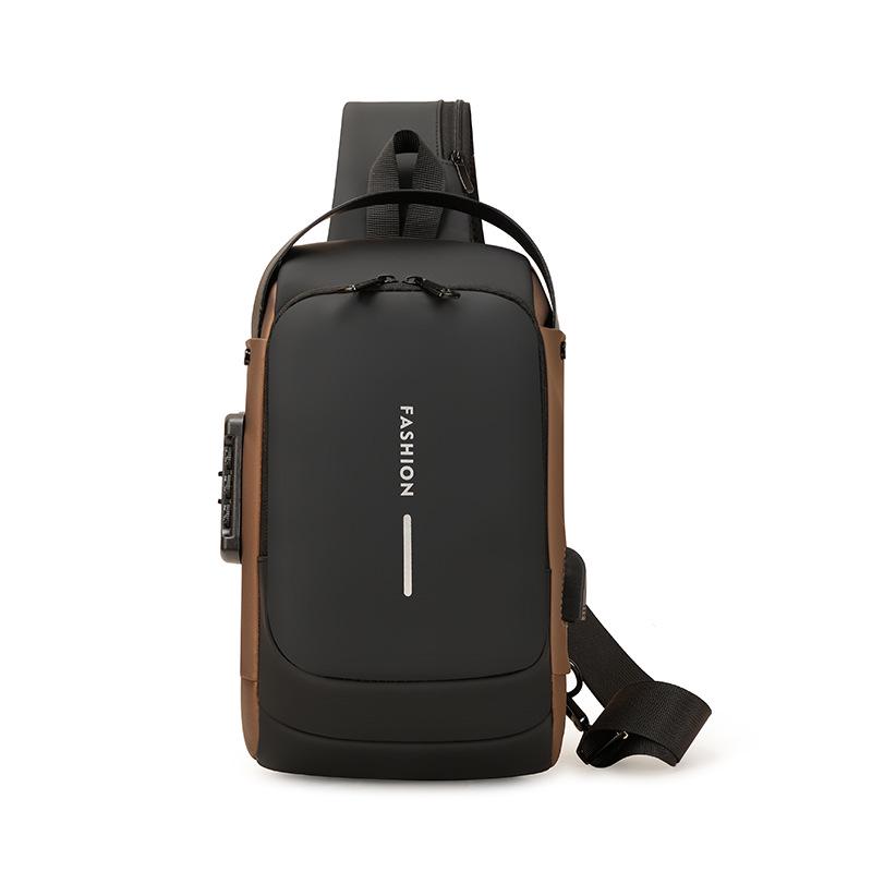 

Men s Large Capacity Anti-theft Motorcycle Chest Crossbody Bag with Combination Lock