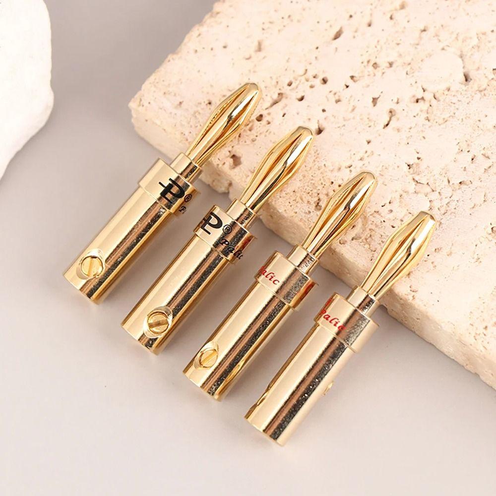 2Pcs Gold-plated Copper Cross Banana Speaker Plug Musical Speaker Cable Audio Banana Connectors