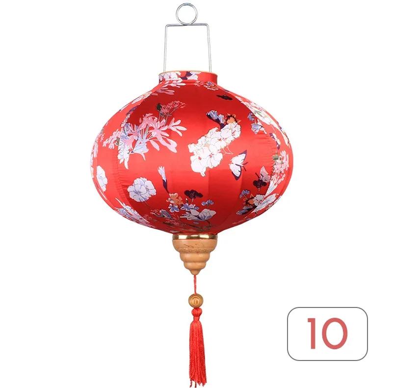Chinese Style 12/14Inch Retro Floral Printed Silk Lantern Japan Vietnam Traditional Lantern for New Year Wedding Festival Decor