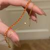 Handmade Red String Bracelet for Women Double Layer Stackable Design with Pigeon Blood Red Diamonds