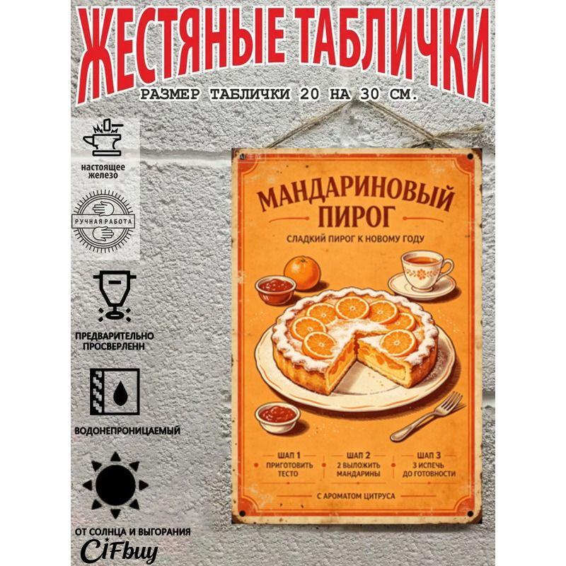 Metal Wall Sign with Home Recipes Design for Kitchen Decor, 20x30cm