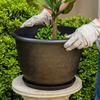 Indoor Decorative Plant Containers 12 Inch Thickened Flower Pots for Outdoor Indoor, Plastic Leaf-Pattern Texture Large Basin with Saucer Planter