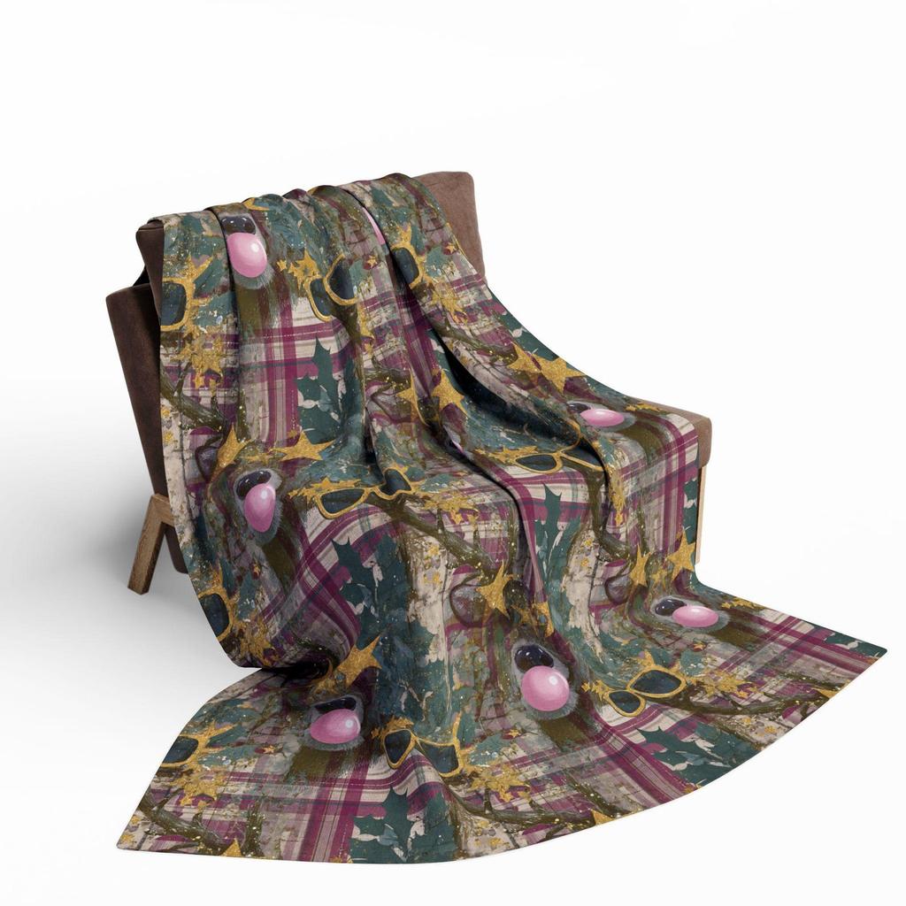 Merry Mod- Whimsical Arctic Fleece Blanket, Cozy Throw, Holiday Gift, Home Decor, Vintage Style, Pop Culture Blanket
