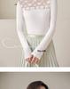 Women's Slim Fit Long Sleeve Mesh Lace Top - Hollow Out Design, Spring/Autumn Versatile Socialite Style