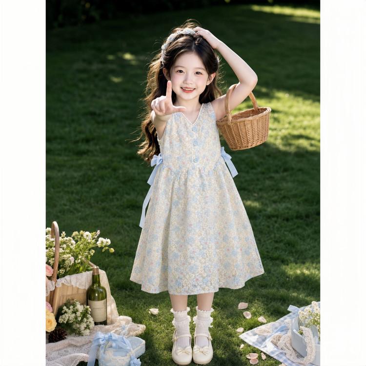 Children's Dress Summer New Full Print Tank Top Skirt Thin Sweet Princess Skirt Girls' Stylish Skirt