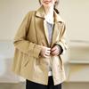 Fashion Loose Drawstring Trench Coat Double-Breasted Casual Loose Short Jacket Women's Cotton Top Spring Autumn