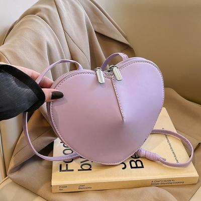 Mäkké PU Crossbody Tašky v Tvare Srdca pre Ženy Nová Móda Jednofarebné Malé Tašky cez Rameno Dizajnové Zipsy Luxusné Kabelky