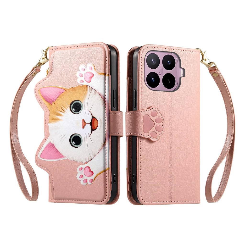 Cute Zipper Crossbody Case for Xiaomi 13 14 15T Pro 15 17 Ultra 17 Pro Max 17T 11 Lite with Card Holder Wrist Strap Lanyard
