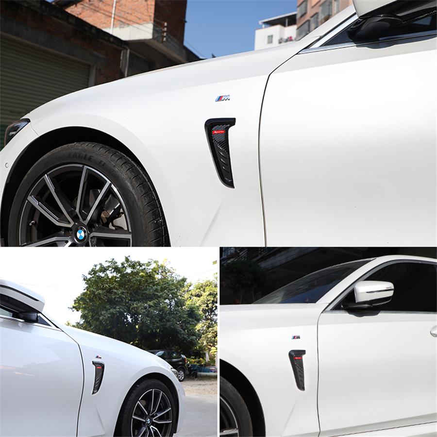 Universal 100% Real Carbon Fiber Car Front Fender Side Air Vent Cover Trim Shark Gills Side Vent Sticker Sports Style